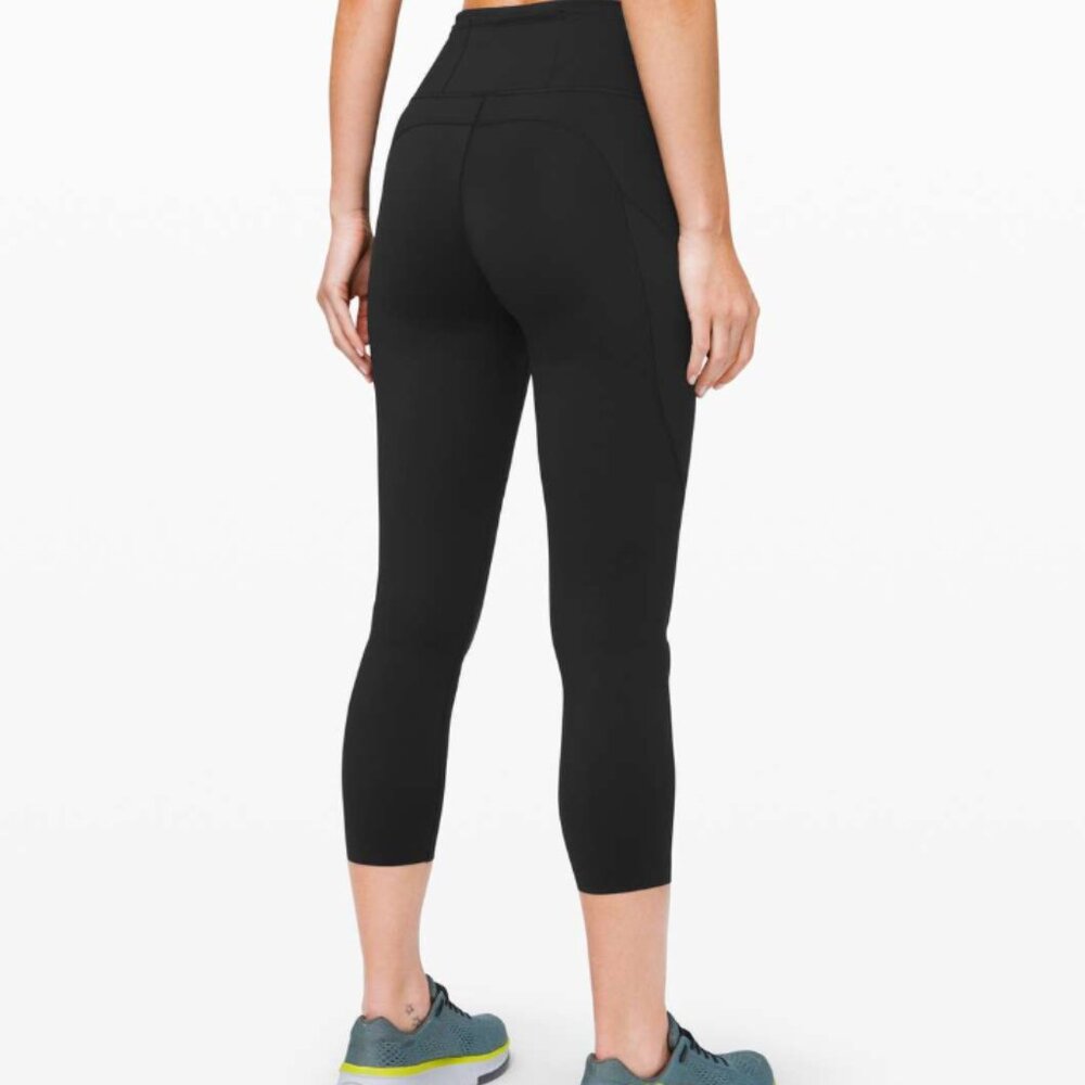 Lululemon Fast and Free High-Rise Leggings 23” Size 4 Black Nulux Running Yoga